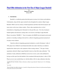 Final Offer Arbitration in the New Era of Major League Baseball