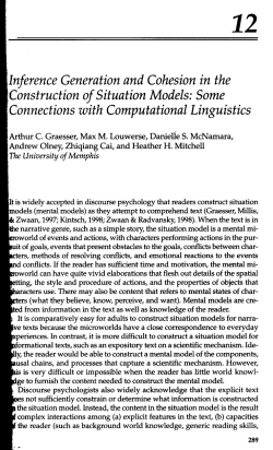 Inference Generation and Cohesion in the Construction of Situation