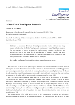 A New Era of Intelligence Research
