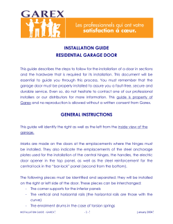 INSTALLATION GUIDE RESIDENTIAL GARAGE DOOR GENERAL