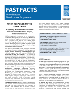 UNDP RESPONSE TO THE SYRIA CRISIS