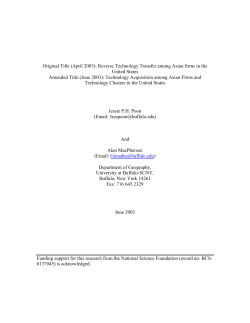 (April 2003): Reverse Technology Transfer among Asian firms in the