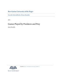 Games Played by Predators and Prey - SelectedWorks