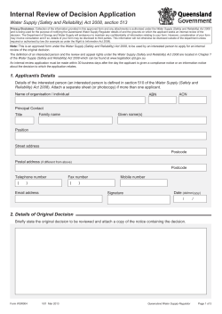 Internal Review of Decision Application - WSR004