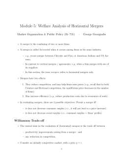 Module 5: Welfare Analysis of Horizontal Mergers