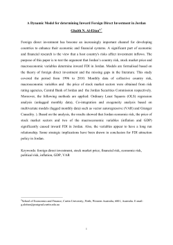 A Dynamic Model for determining Inward Foreign Direct Investment