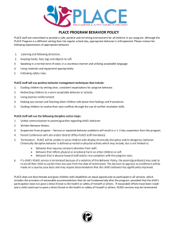 PLACE PROGRAM BEHAVIOR POLICY
