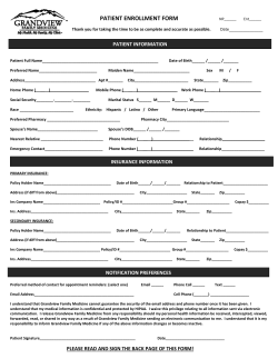 patient enrollment form - Grandview Family Medicine