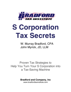 S Corporation Tax Secrets - Wealth Planning Associates LLC