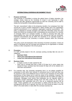 International Secondment Policy - University of Central Lancashire