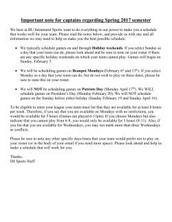 Intramural 5-on-5 Basketball Roster