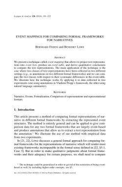 EvEnt mappings for comparing formal framEworks for narrativEs 1