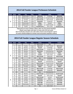 2014 Fall Feeder League PreSeason Schedule 2014 Fall Feeder