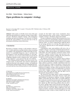 Open Problems in Computer Virology | SpringerLink