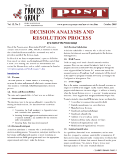 Decision Analysis and Resolution Process