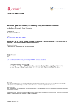 University of Groningen Normative, gain and hedonic goal frames