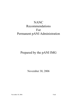NANC Recommandations for Permanent pANI - NANC