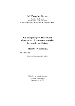 MI Preprint Series On simplicity of the lowest eigenvalue of non