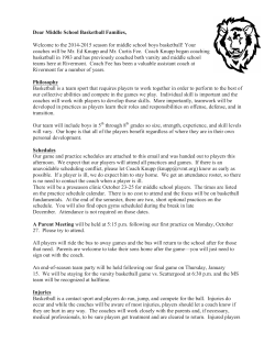 Dear Middle School Basketball Families, Welcome to the 2014