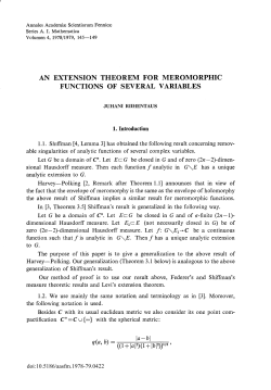An extension theorem for meromorphic functions of several variables