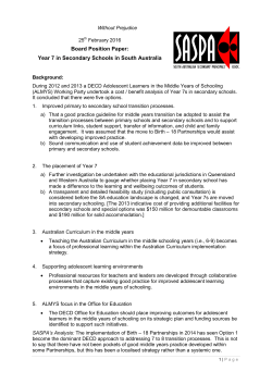Board Position Paper: Year 7 in Secondary Schools in South Australia