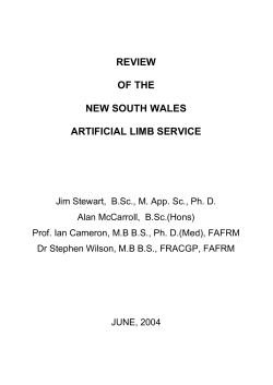 Artificial Limb Scheme Review - Australian Physiotherapists in
