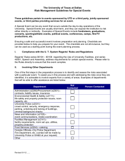 Risk Management Guidelines for Special Events