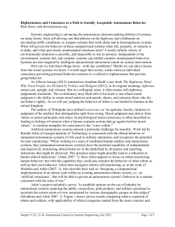 Righteousness and Conscience as a Path to Socially Acceptable