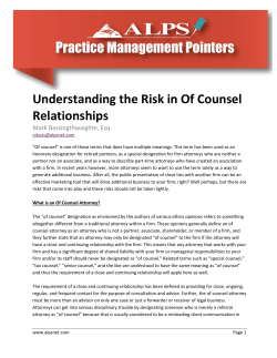 Understanding the Risk in Of Counsel Relationships