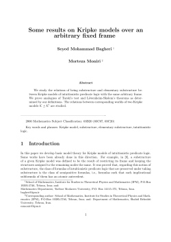 Some results on Kripke models over an arbitrary fixed - Math