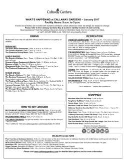 WHAT`S HAPPENING at CALLAWAY GARDENS – January 2017