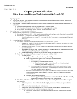 Chapter 3: First Civilizations Cities, States, and