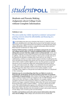 Students and Parents Making Judgments about College Costs