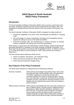 SACE Accreditation, Recognition, and Certification