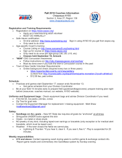 Chappaqua AYSO Fall 2016 Coach Meeting Handout