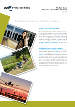 Product guide travel and continuous cancellation