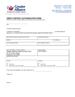 DIRECT DEPOSIT AUTHORIZATION FORM