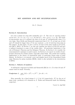 SET ADDITION AND SET MULTIPLICATION M.