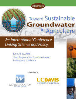 Abstracts - Toward Sustainable Groundwater in Agriculture