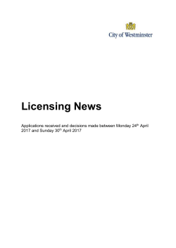 Licensing News - Westminster City Council