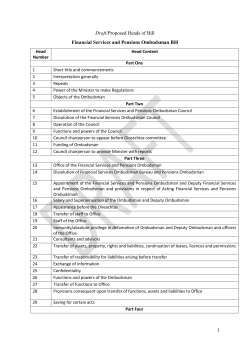 Heads of of the Financial Services and Pensions Ombudsman Bill