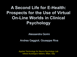 A Second Life for Telehealth - The Virtual Reality Medical Center