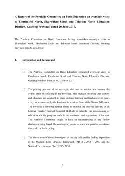 4. Report of the Portfolio Committee on Basic Education on oversight