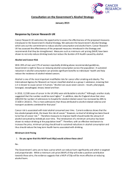 Consultation on the Government`s Alcohol Strategy Response by