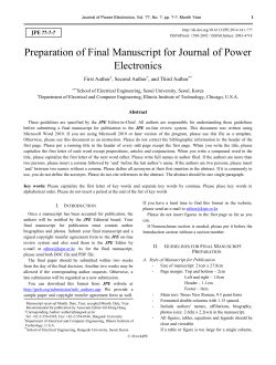 Basic Format for Conference Papers - JPE