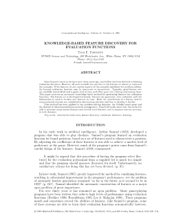 KNOWLEDGE-BASED FEATURE DISCOVERY FOR EVALUATION