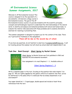 AP Environmental Science Summer Assignments, 2017