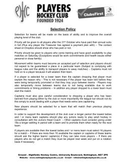 Selection Policy - Nottingham Players Hockey Club