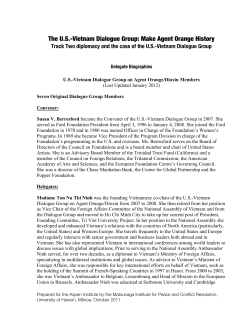 The U.S.-Vietnam Dialogue Group: Make Agent Orange History