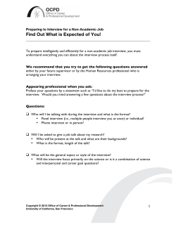 Find Out What is Expected of You! - UCSF Career